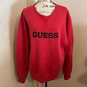 Vintage Y2K Guess Red Graphic Pullover Sweatshirt